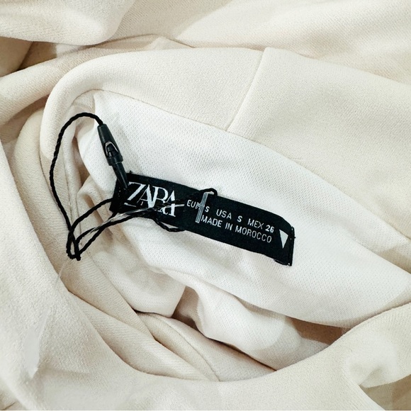 Zara open back hooded ecru mini dress in cream NEW - Picture 5 of 5